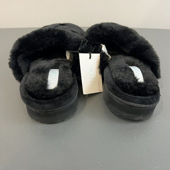 NWT ABOUND Black Wynter-Fab‎ Faux Fur Slippers (M-7/8) - Picture 5 of 7
